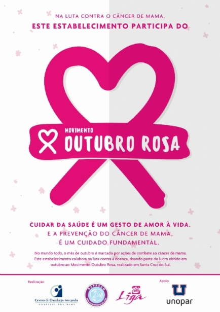 Movimento Outubro Rosa credencia empresas parceiras das entidades.